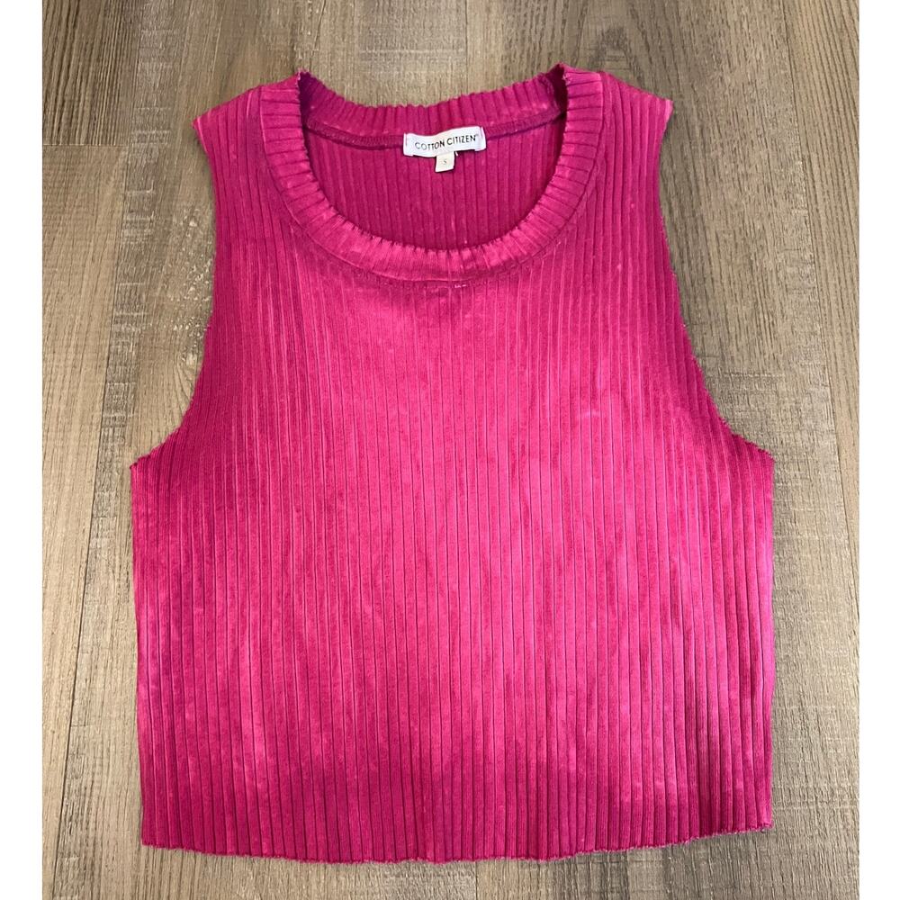 Cotton Citizen Pink Tie-Dye Ribbed Crop Tank Top